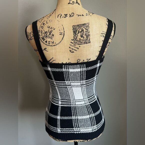 Venus black white checkered sweater cardigan set small academia preppy office - Picture 10 of 10